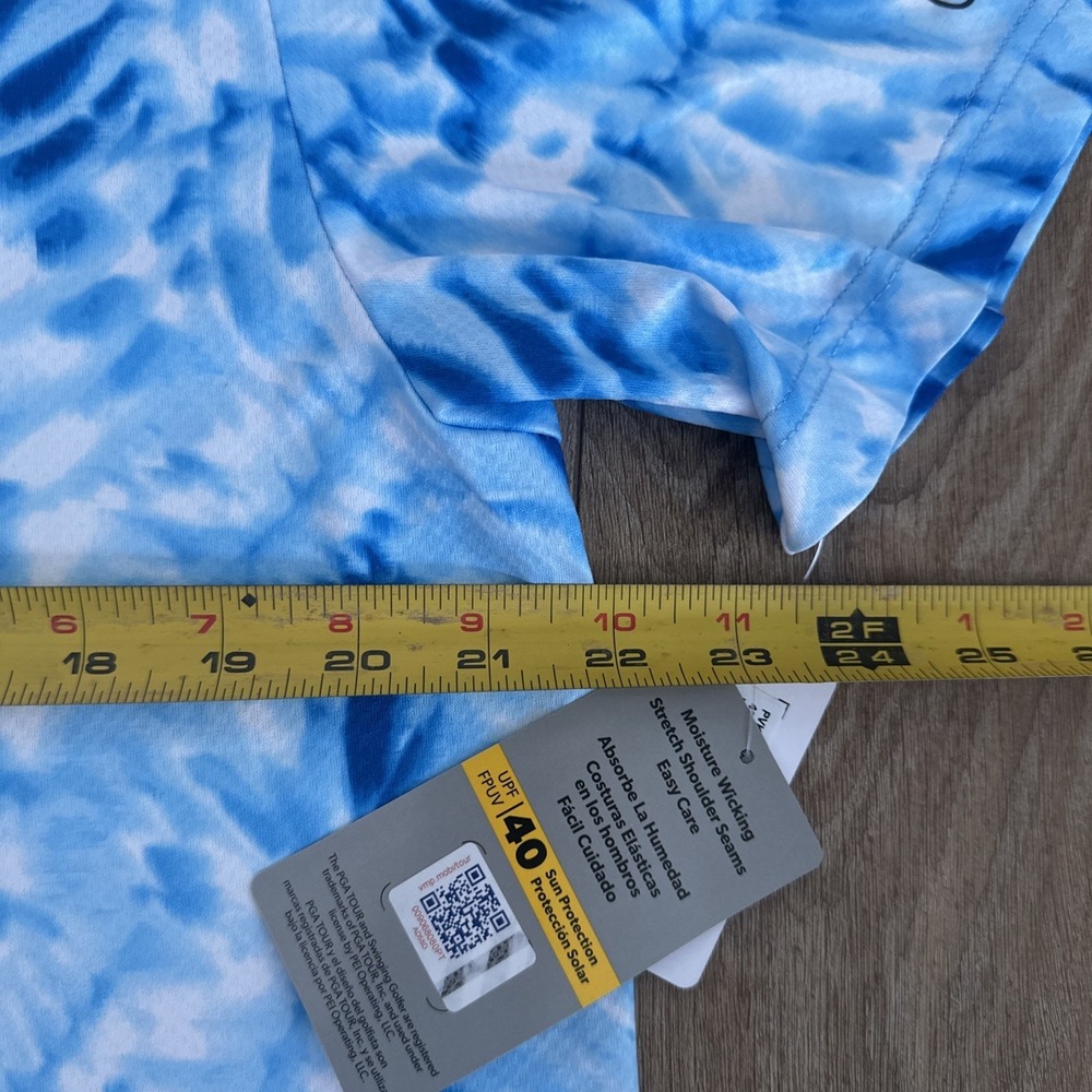 PGA Tour Golf Shirt Men's SS Stretch Moisture Wick Blue Tropical UPF Large‎ NEW - Picture 5 of 8